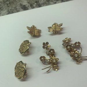 Lot Of 3 Beautiful Costume Earrings Vintage - Modern Clip On Clip-on Gold Tone